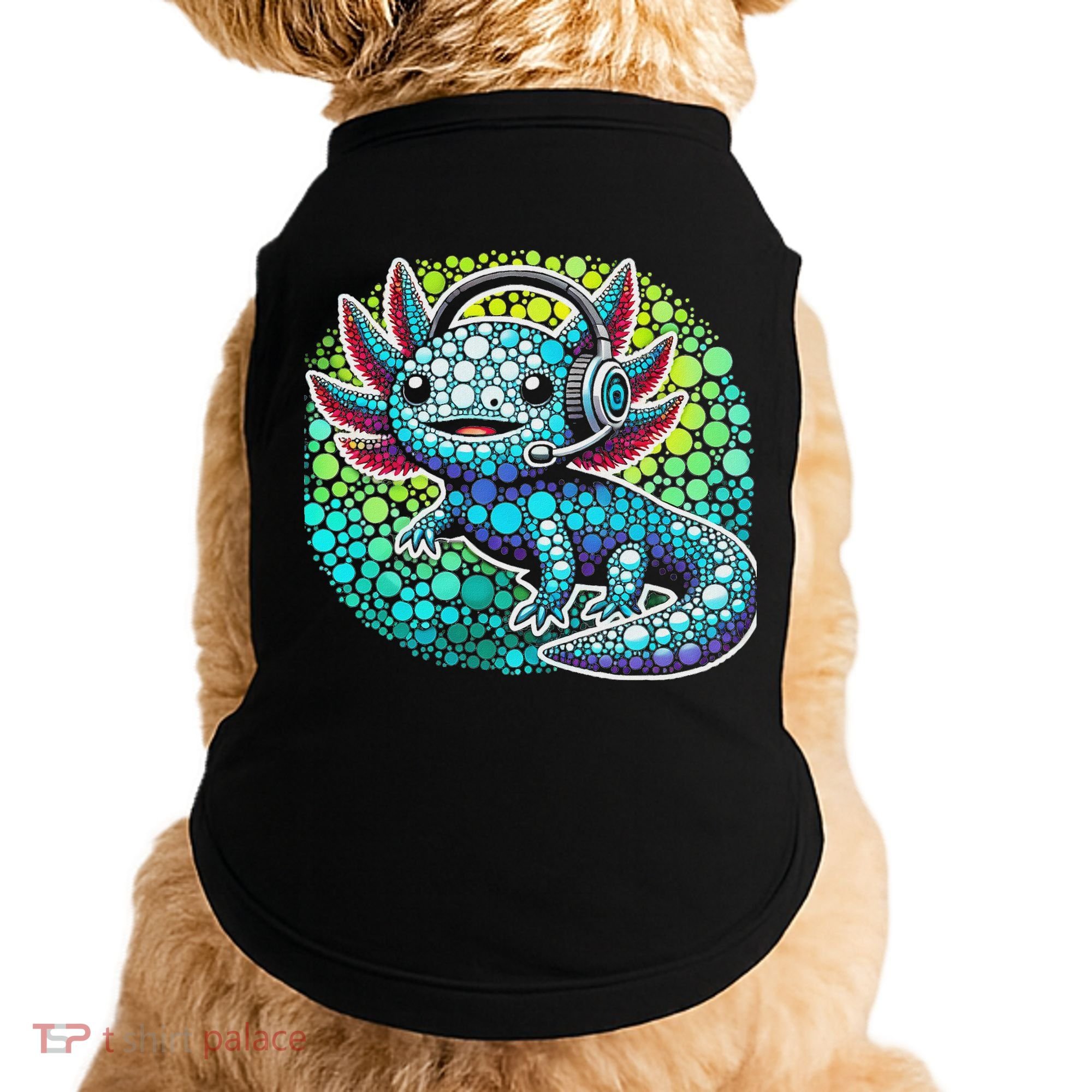 Gamer Axolotl Polka Dot Video Games Day Headphone Doggie Tank