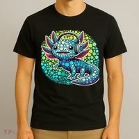 Gamer Axolotl Polka Dot Video Games Day Headphone T-Shirt thumb 3