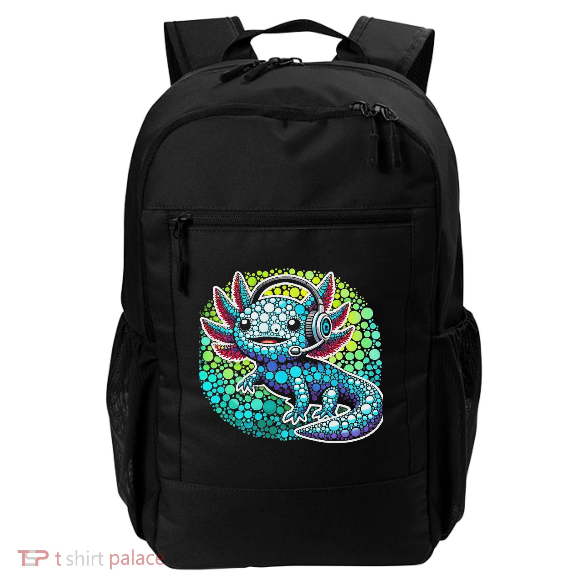 Gamer Axolotl Polka Dot Video Games Day Headphone Backpack