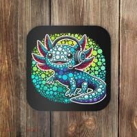 Gamer Axolotl Polka Dot Video Games Day Headphone Coaster thumb 0