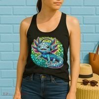 Gamer Axolotl Polka Dot Video Games Day Headphone Women's Tank Top thumb 2