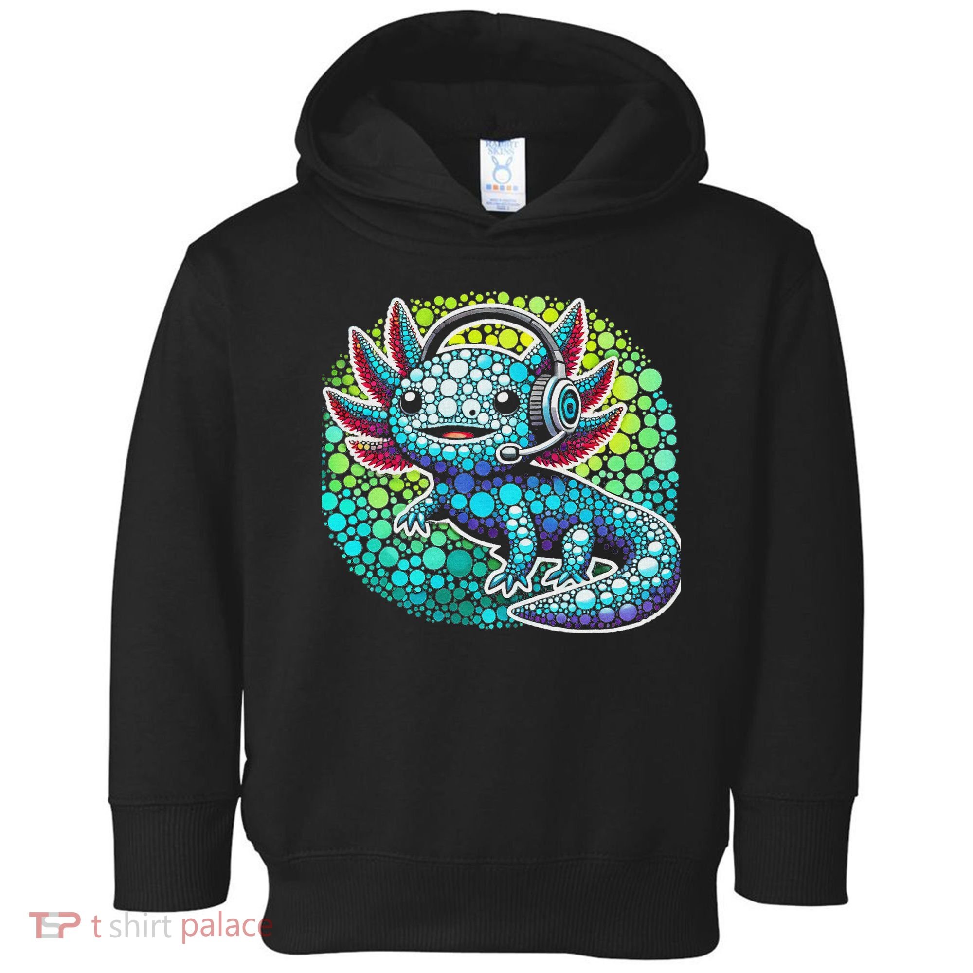 Gamer Axolotl Polka Dot Video Games Day Headphone Toddler Hoodie