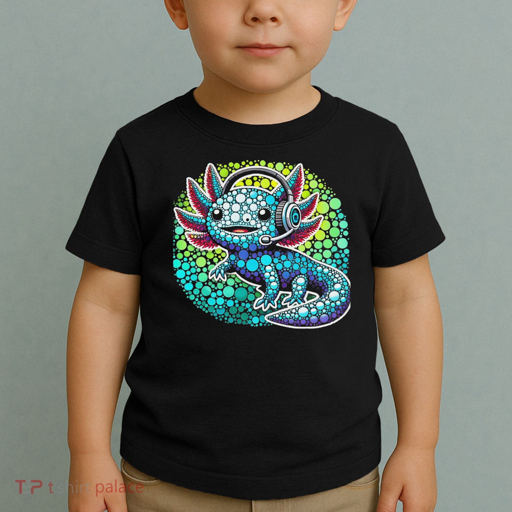 Gamer Axolotl Polka Dot Video Games Day Headphone Toddler T-Shirt