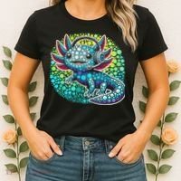 Gamer Axolotl Polka Dot Video Games Day Headphone Women's T-Shirt thumb 2