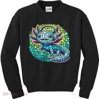 Gamer Axolotl Polka Dot Video Games Day Headphone Kids Sweatshirt thumb 0