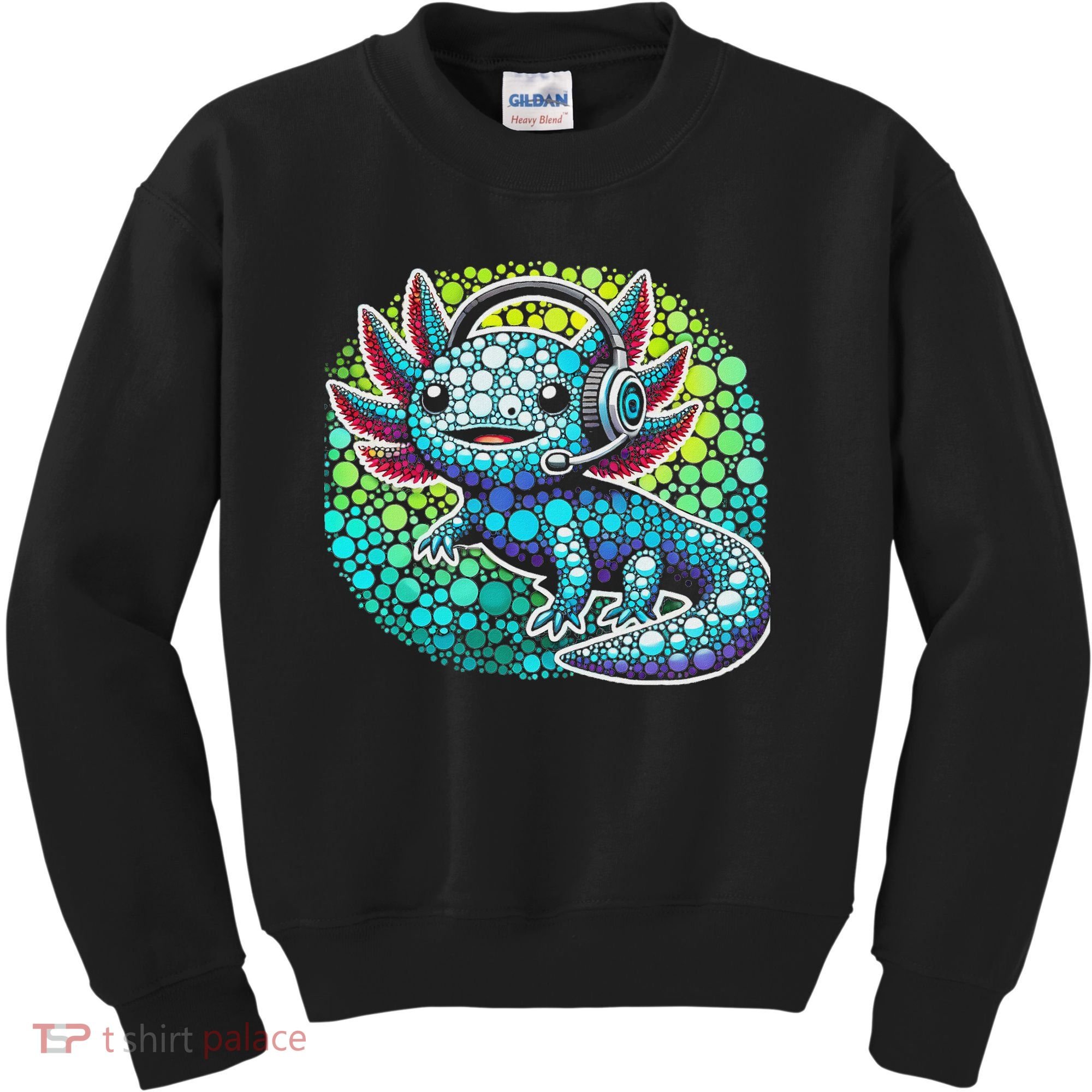 Gamer Axolotl Polka Dot Video Games Day Headphone Kids Sweatshirt