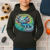 Gamer Axolotl Polka Dot Video Games Day Headphone Kids Hoodie thumb 2