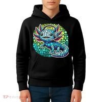 Gamer Axolotl Polka Dot Video Games Day Headphone Kids Hoodie thumb 4