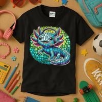 Gamer Axolotl Polka Dot Video Games Day Headphone Kids T-Shirt thumb 3
