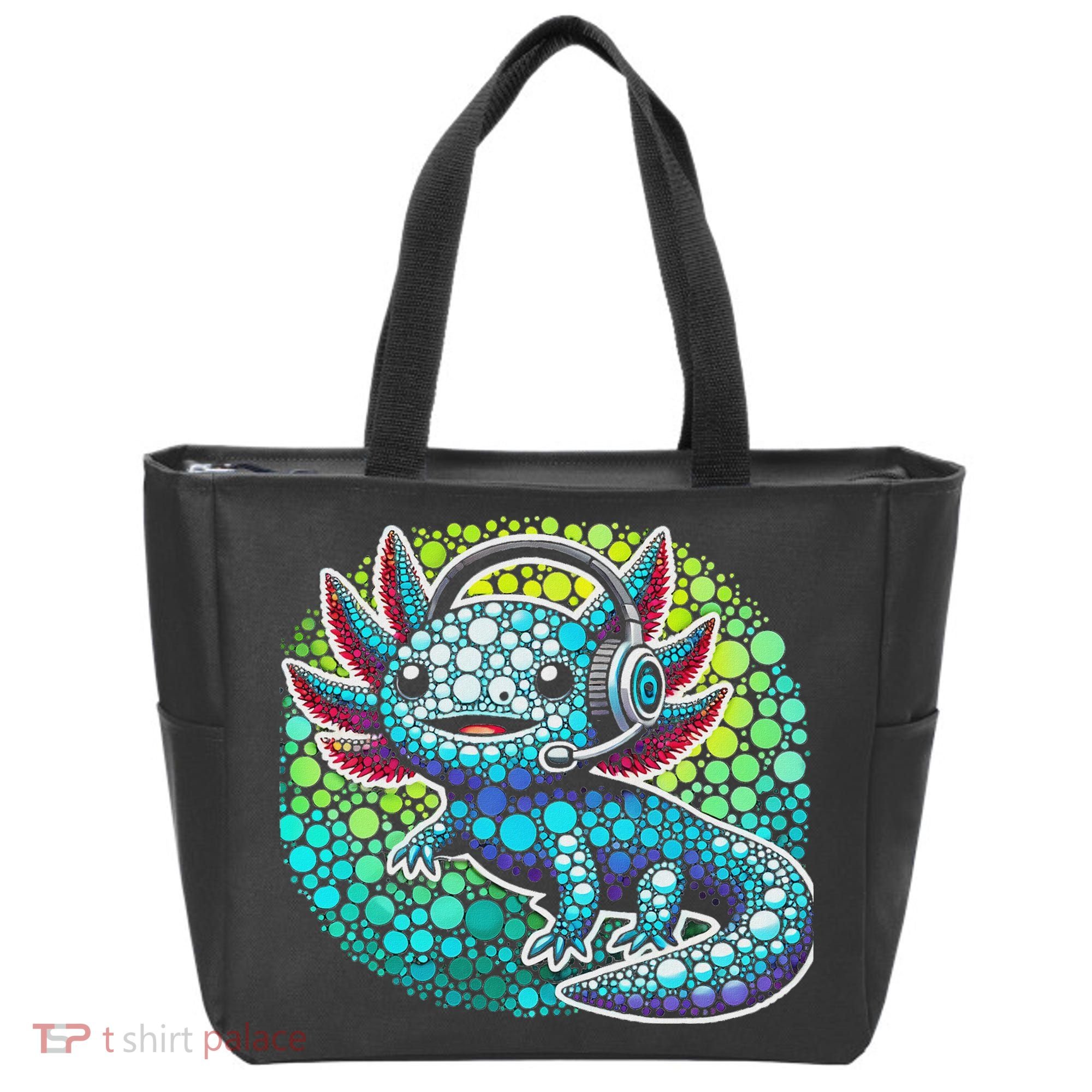 Gamer Axolotl Polka Dot Video Games Day Headphone Tote Bag