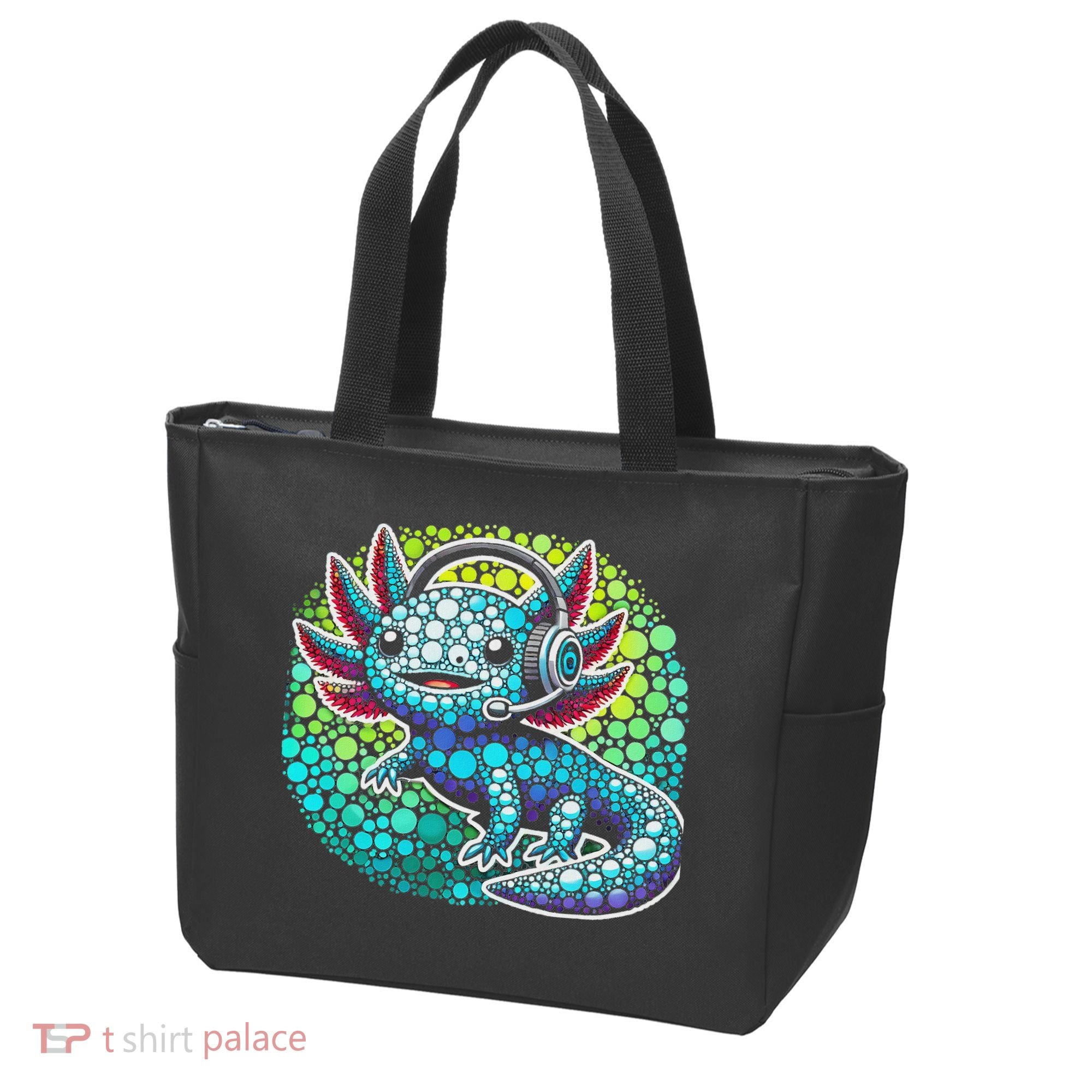 Gamer Axolotl Polka Dot Video Games Day Headphone Tote Bag