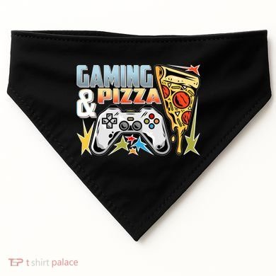 Gaming And Pizza Lover Fan USA-Made Doggie Bandana