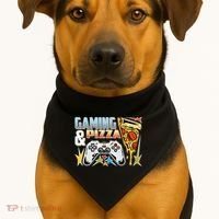 Gaming And Pizza Lover Fan USA-Made Doggie Bandana thumb 1