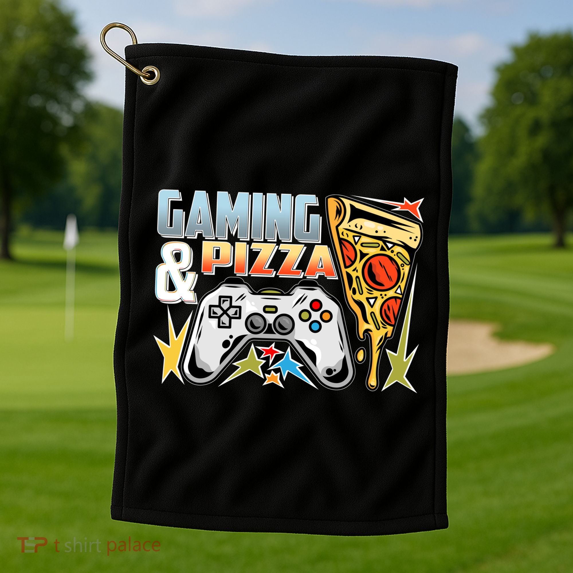Gaming And Pizza Lover Fan Golf Towel