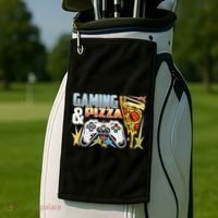Gaming And Pizza Lover Fan Golf Towel thumb 2