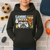 Gaming And Pizza Lover Fan Kids Hoodie thumb 2