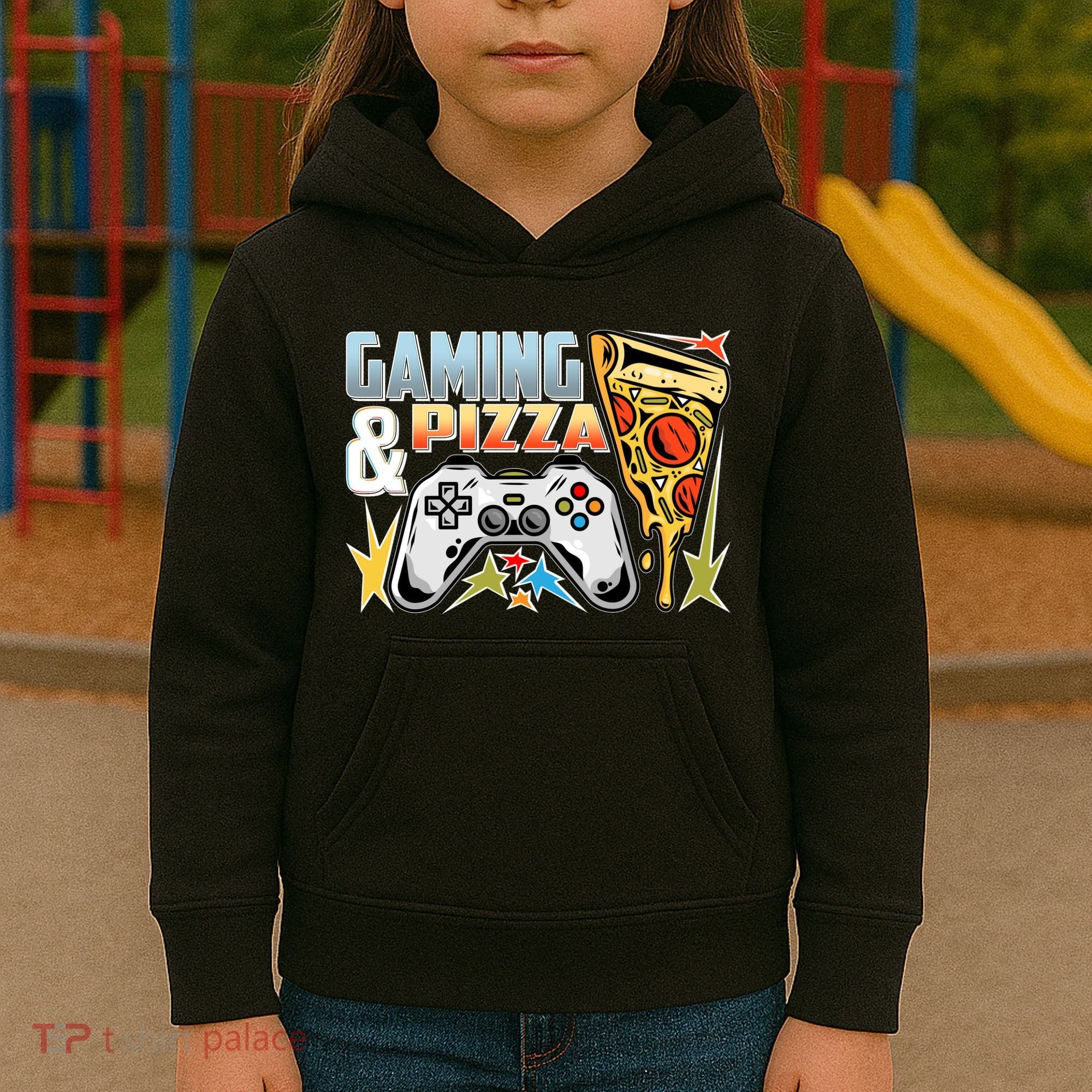 Gaming And Pizza Lover Fan Kids Hoodie