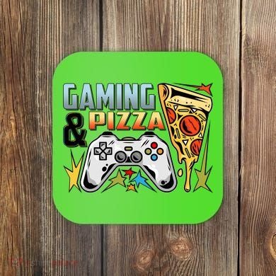 Gaming And Pizza Lover Fan Coaster