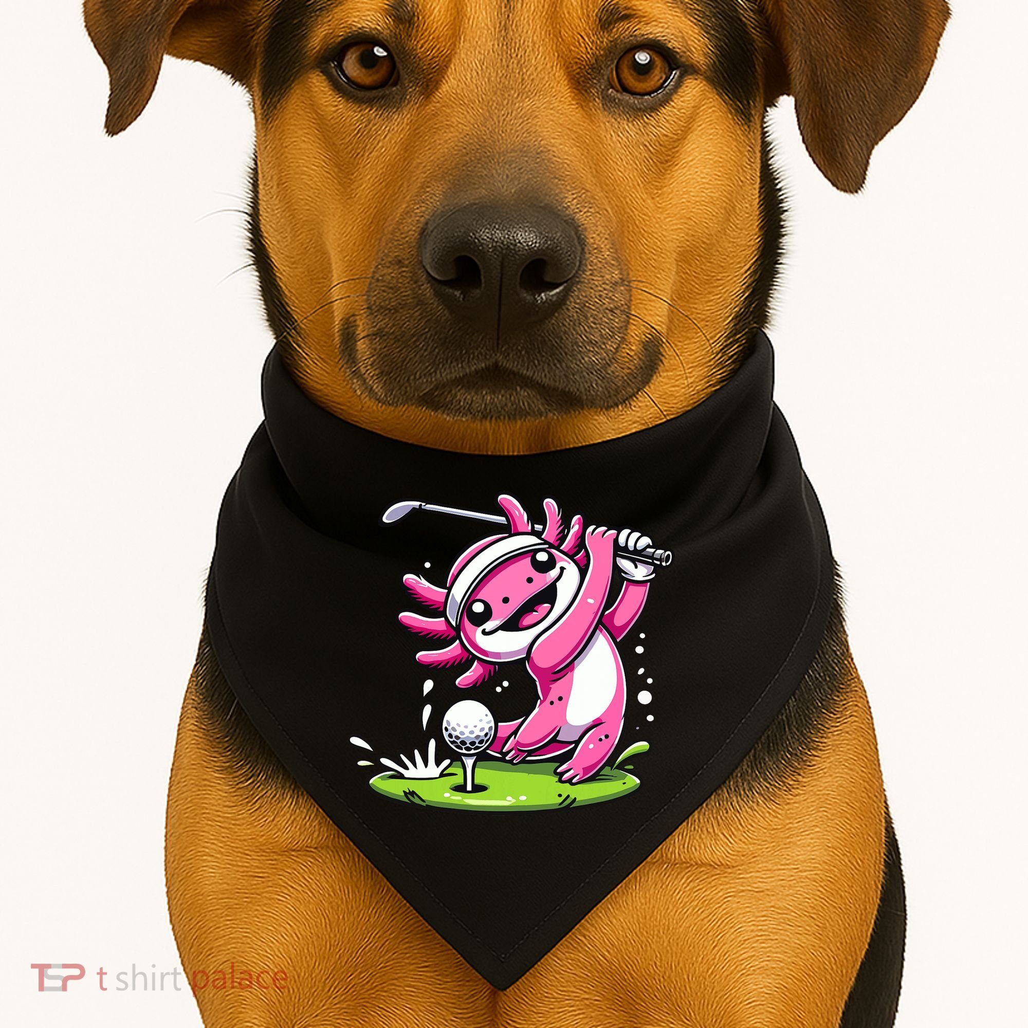 Golfer Axolotl Playing Golf, Golf Player Sports USA-Made Doggie Bandana