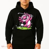 Golfer Axolotl Playing Golf, Golf Player Sports Hoodie thumb 2