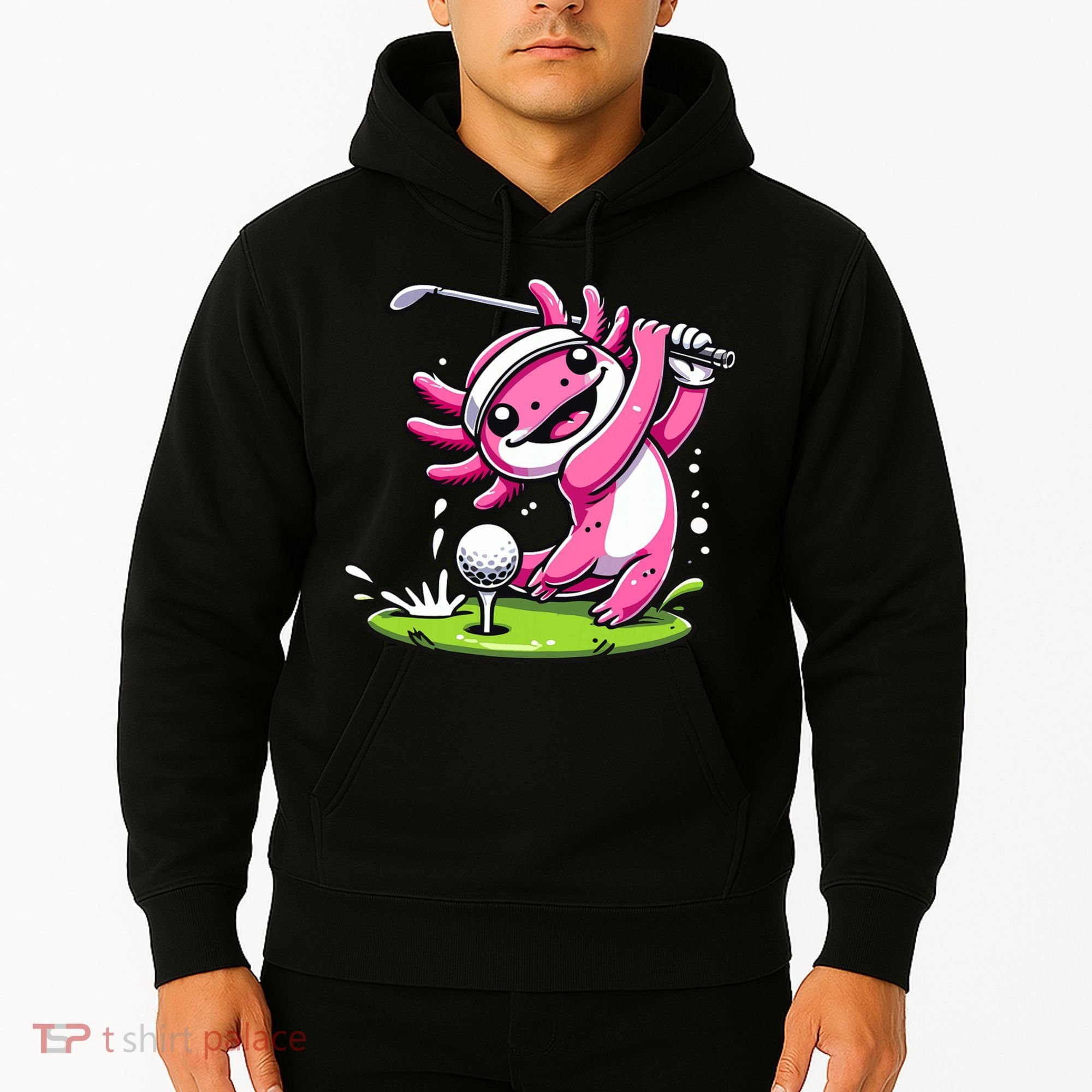 Golfer Axolotl Playing Golf, Golf Player Sports Hoodie