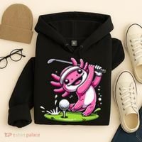 Golfer Axolotl Playing Golf, Golf Player Sports Hoodie thumb 4