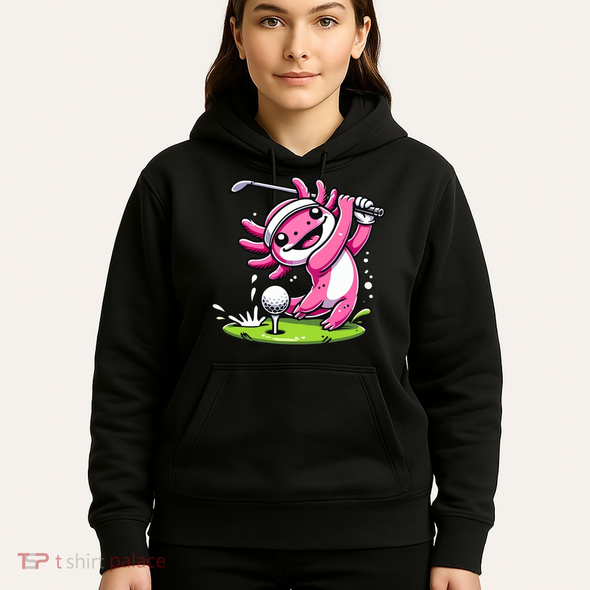 Golfer Axolotl Playing Golf, Golf Player Sports Hoodie
