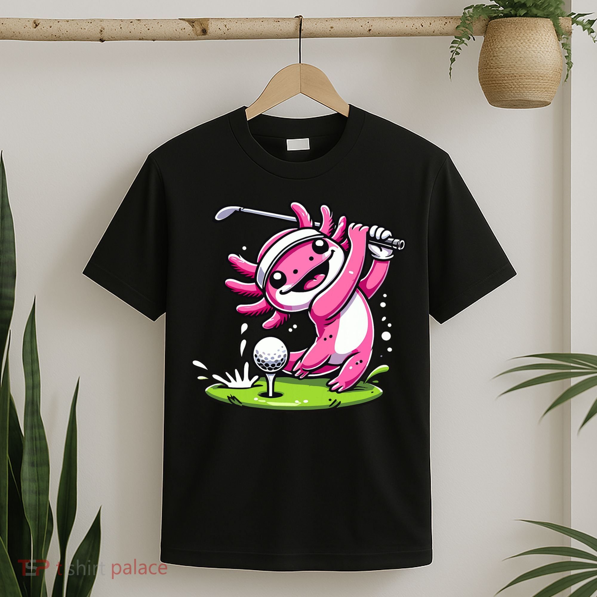 Golfer Axolotl Playing Golf, Golf Player Sports T-Shirt