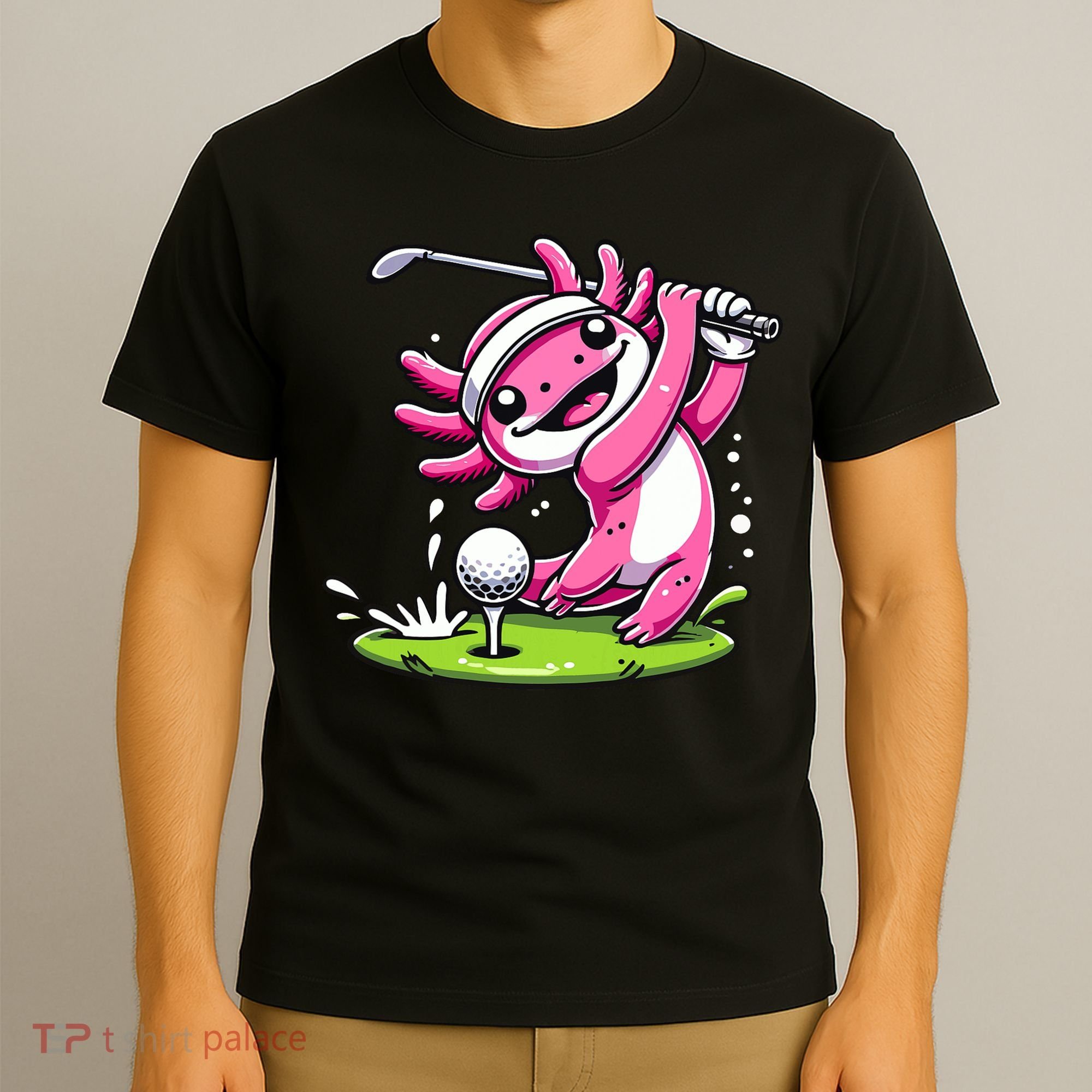 Golfer Axolotl Playing Golf, Golf Player Sports T-Shirt