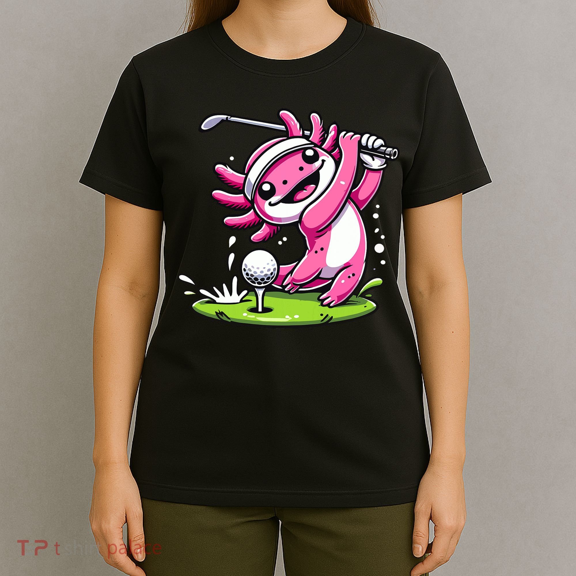 Golfer Axolotl Playing Golf, Golf Player Sports T-Shirt