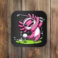 Golfer Axolotl Playing Golf, Golf Player Sports Coaster thumb 0