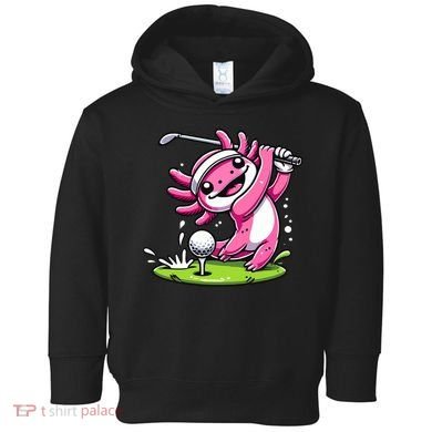 Golfer Axolotl Playing Golf, Golf Player Sports Toddler Hoodie