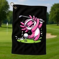 Golfer Axolotl Playing Golf, Golf Player Sports Golf Towel thumb 1