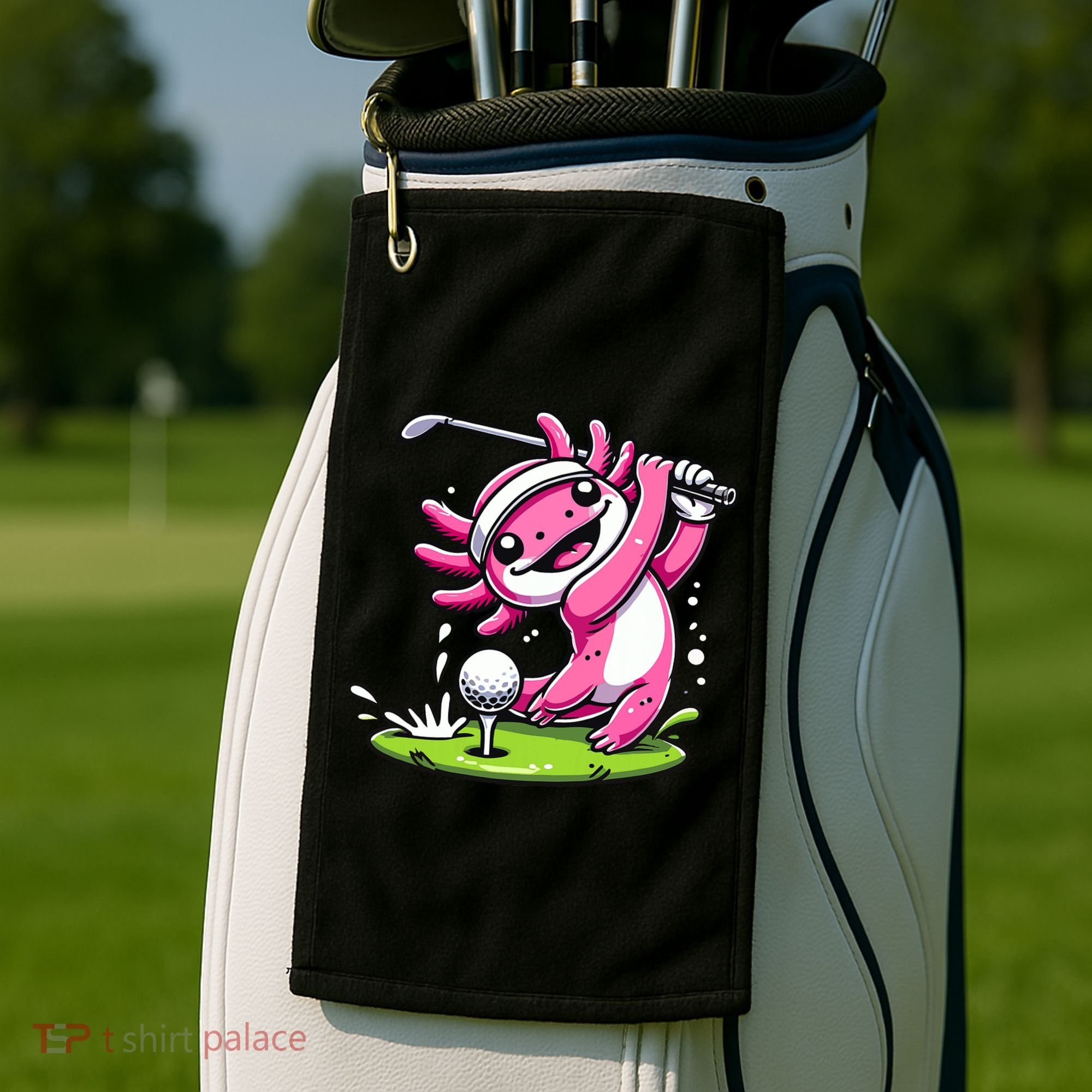 Golfer Axolotl Playing Golf, Golf Player Sports Golf Towel