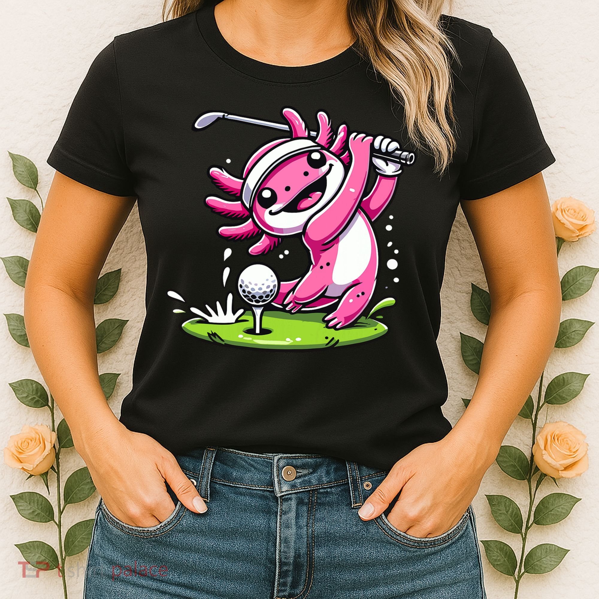 Golfer Axolotl Playing Golf, Golf Player Sports Women's T-Shirt