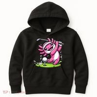 Golfer Axolotl Playing Golf, Golf Player Sports Kids Hoodie thumb 0
