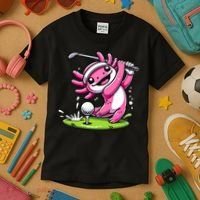 Golfer Axolotl Playing Golf, Golf Player Sports Kids T-Shirt thumb 3