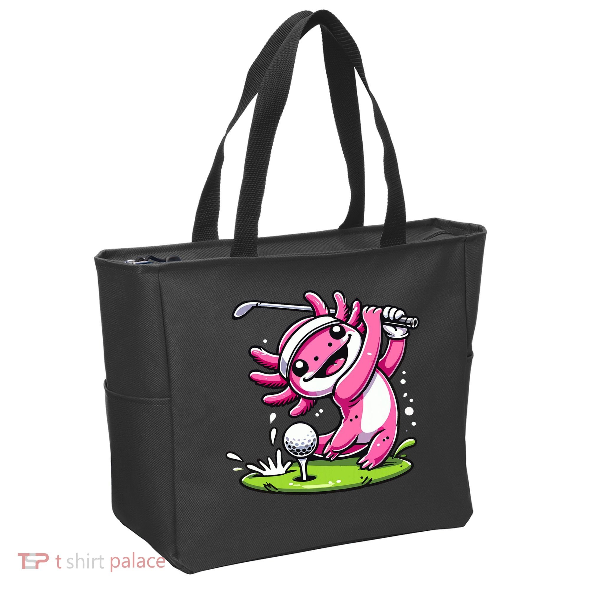 Golfer Axolotl Playing Golf, Golf Player Sports Tote Bag