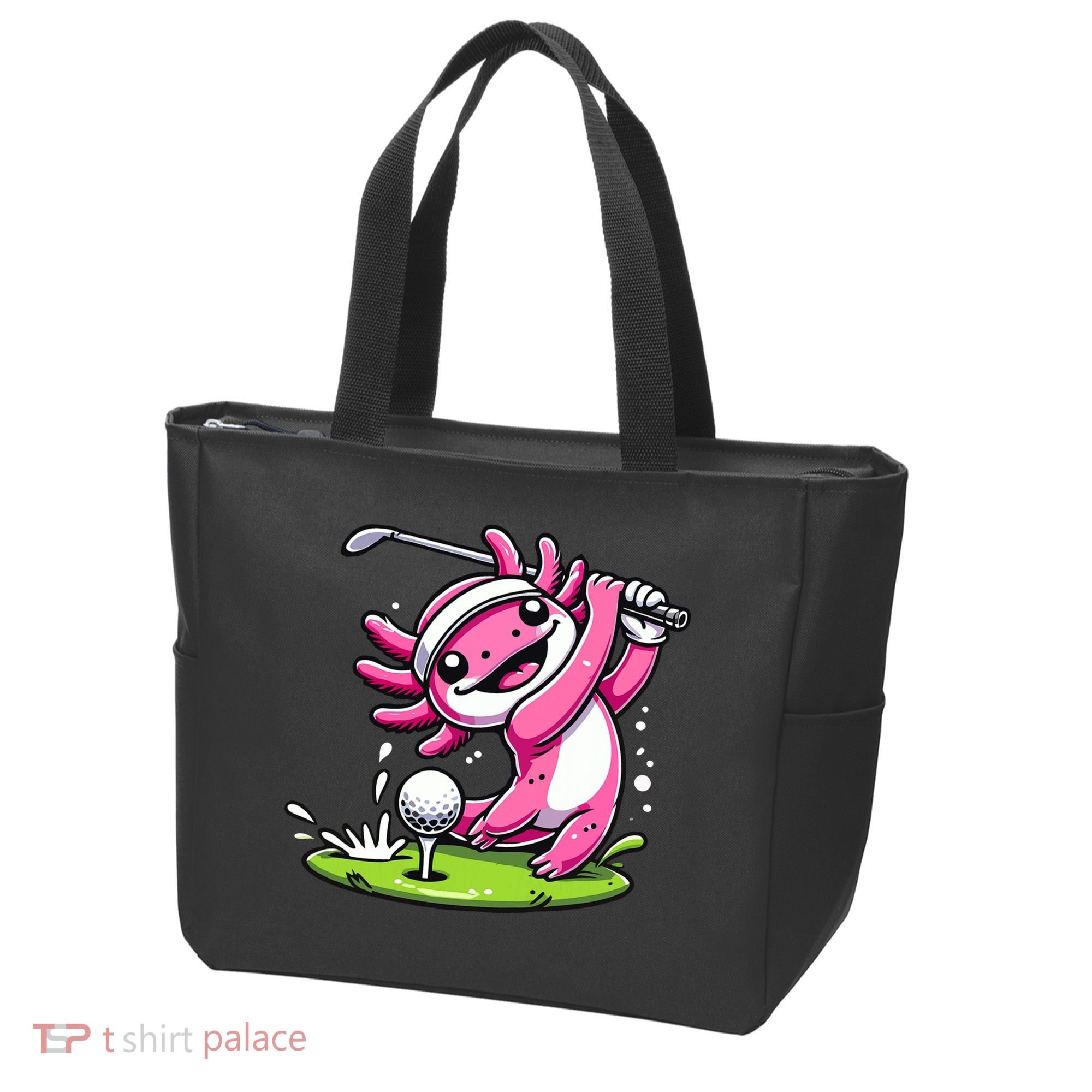 Golfer Axolotl Playing Golf, Golf Player Sports Tote Bag