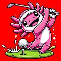 Golfer Axolotl Playing Golf, Golf Player Sports Santa Hat thumb 1