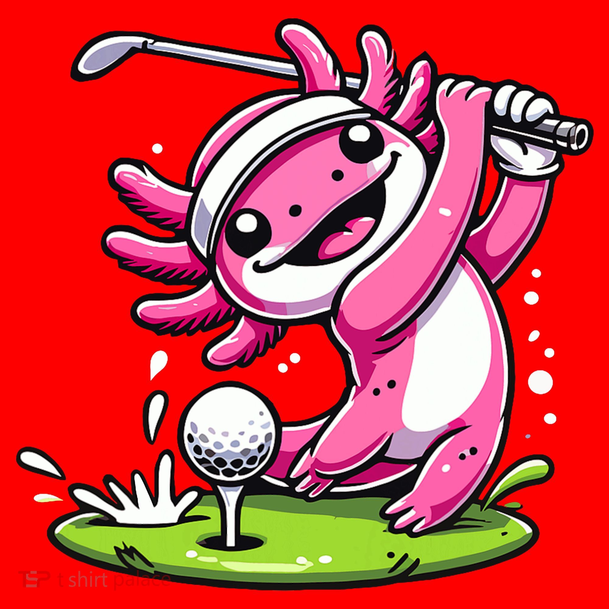 Golfer Axolotl Playing Golf, Golf Player Sports Santa Hat