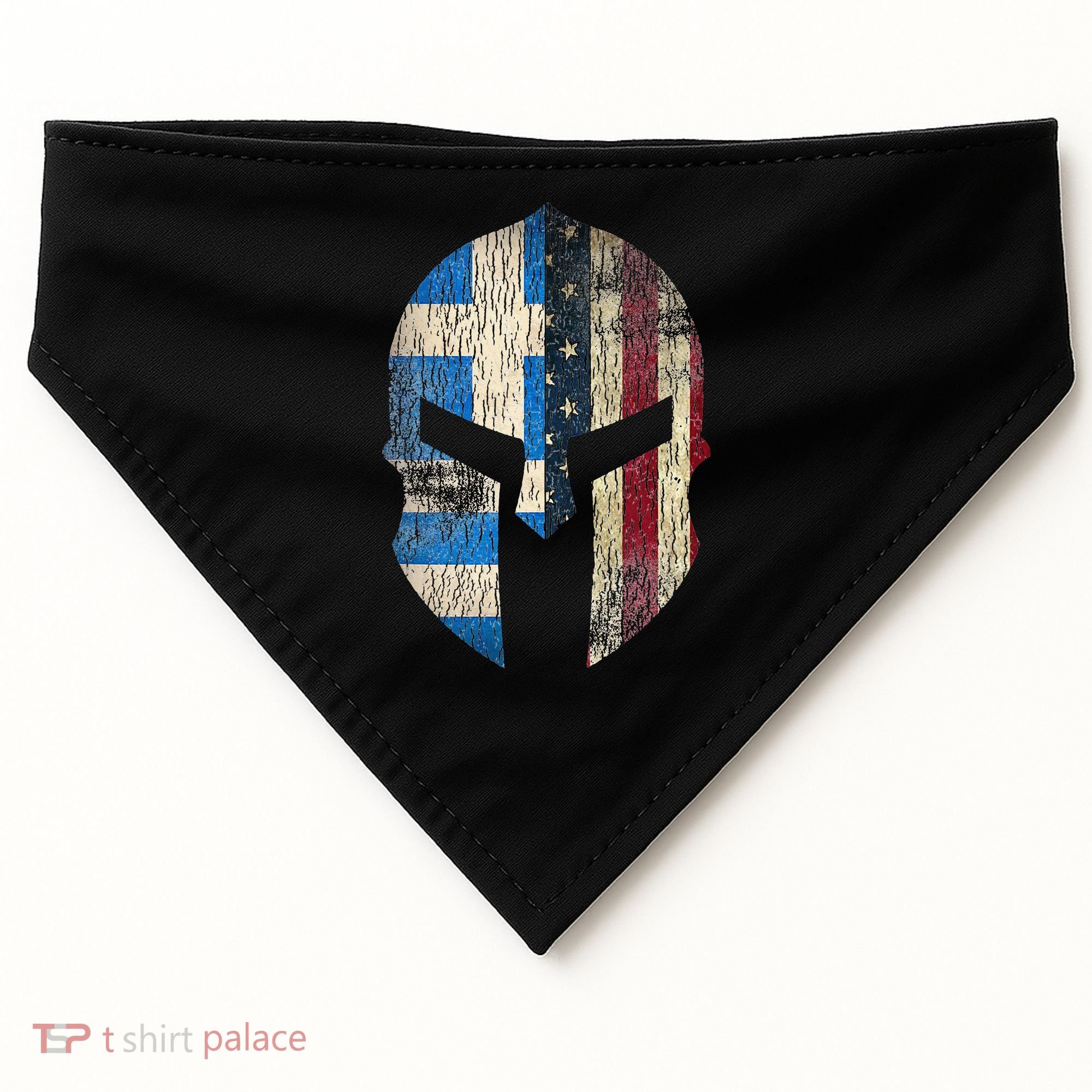 Greek American Pride Greece Spartan Helmet USA-Made Doggie Bandana