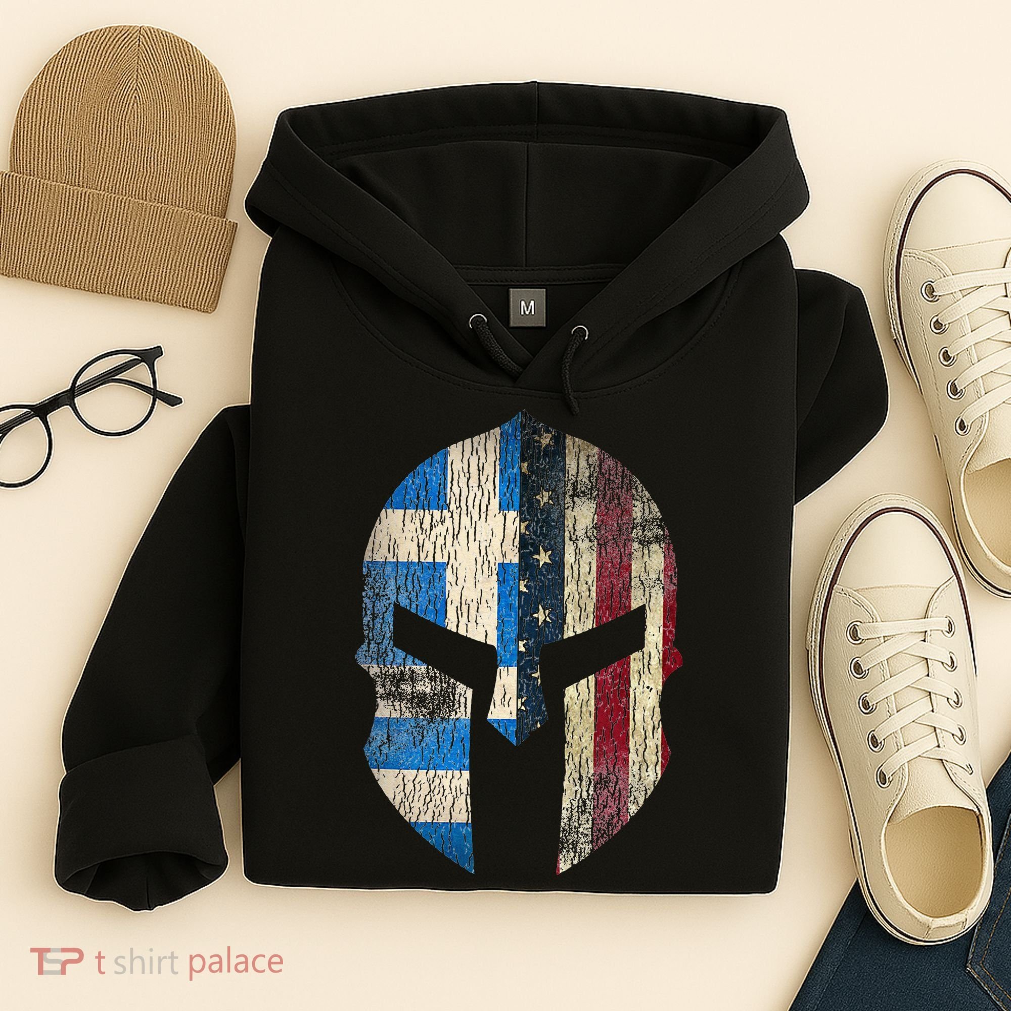 Greek American Pride Greece Spartan Helmet Hoodie