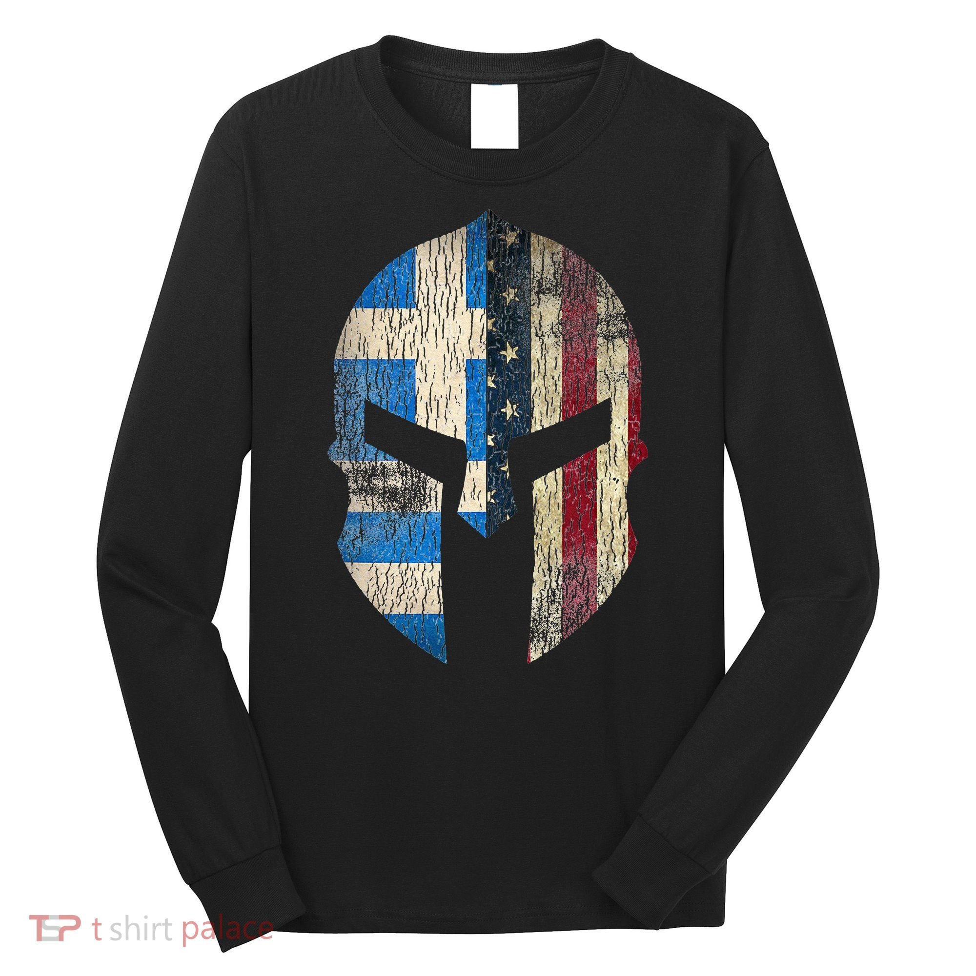 Greek American Pride Greece Spartan Helmet Long Sleeve Shirt