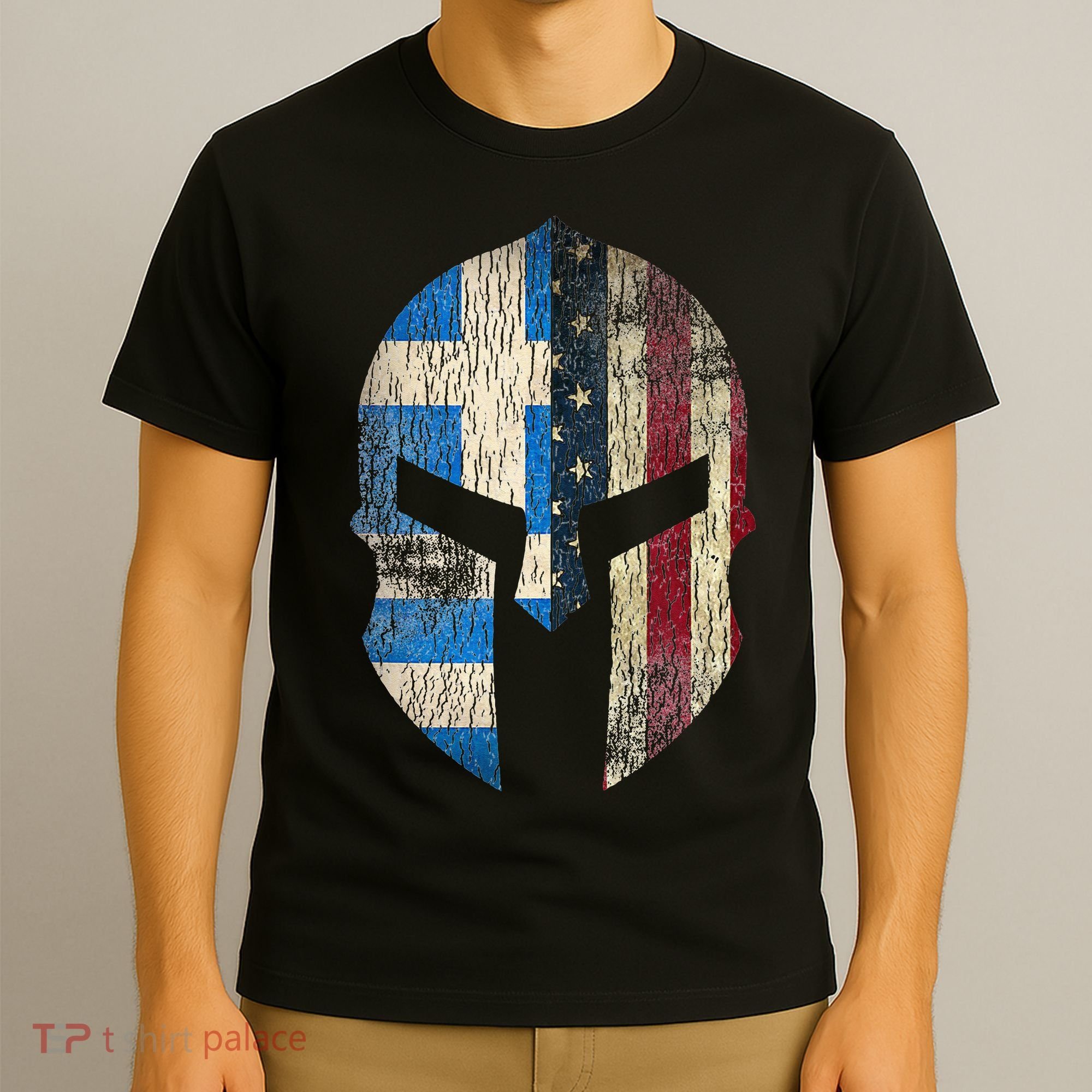 Greek American Pride Greece Spartan Helmet T-Shirt