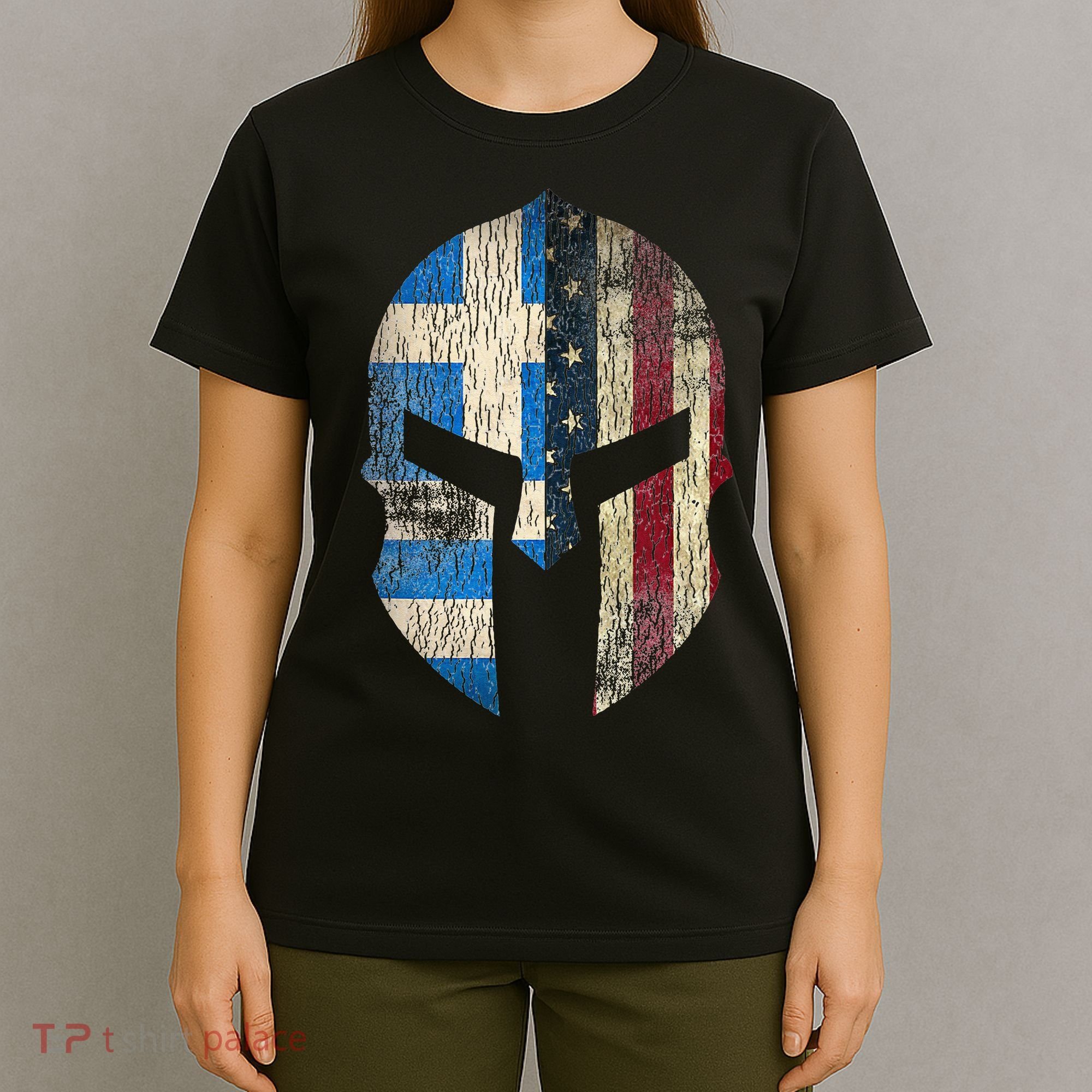 Greek American Pride Greece Spartan Helmet T-Shirt