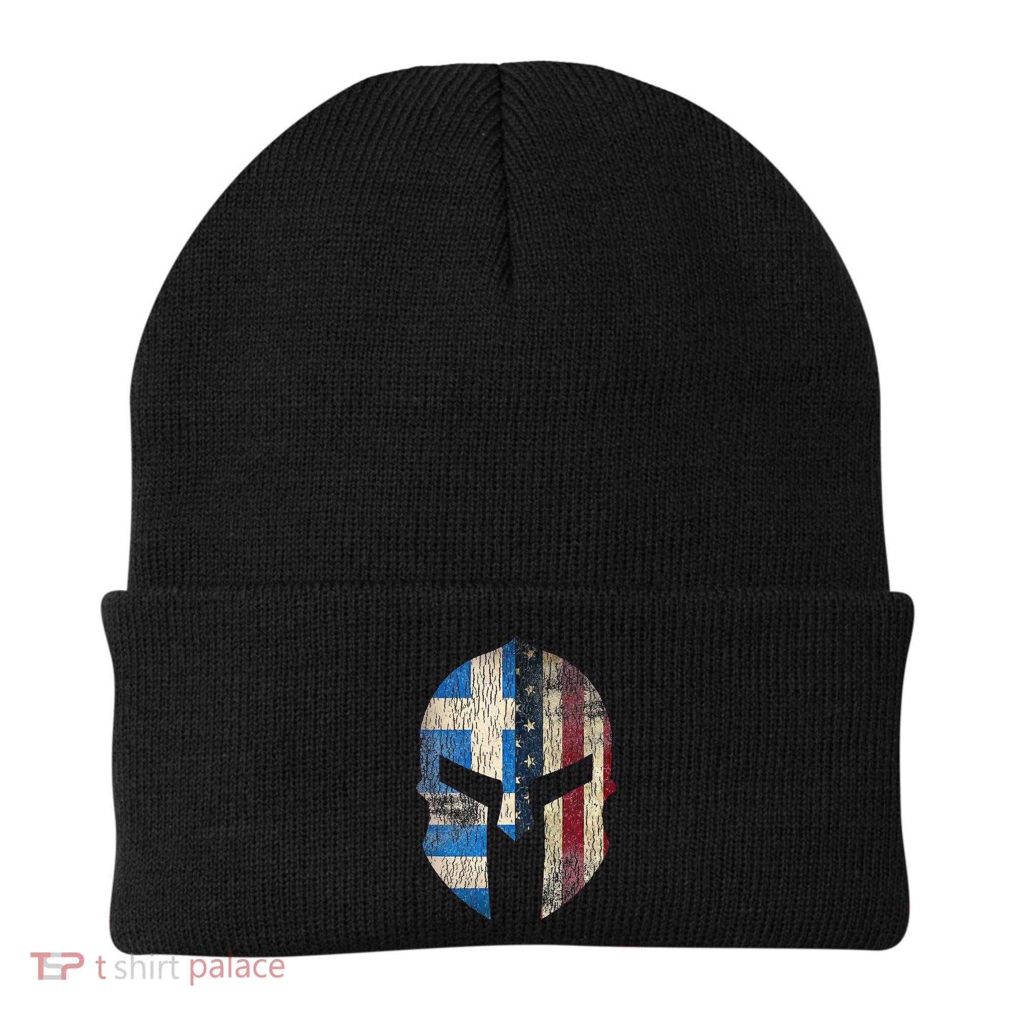 Greek American Pride Greece Spartan Helmet Beanie