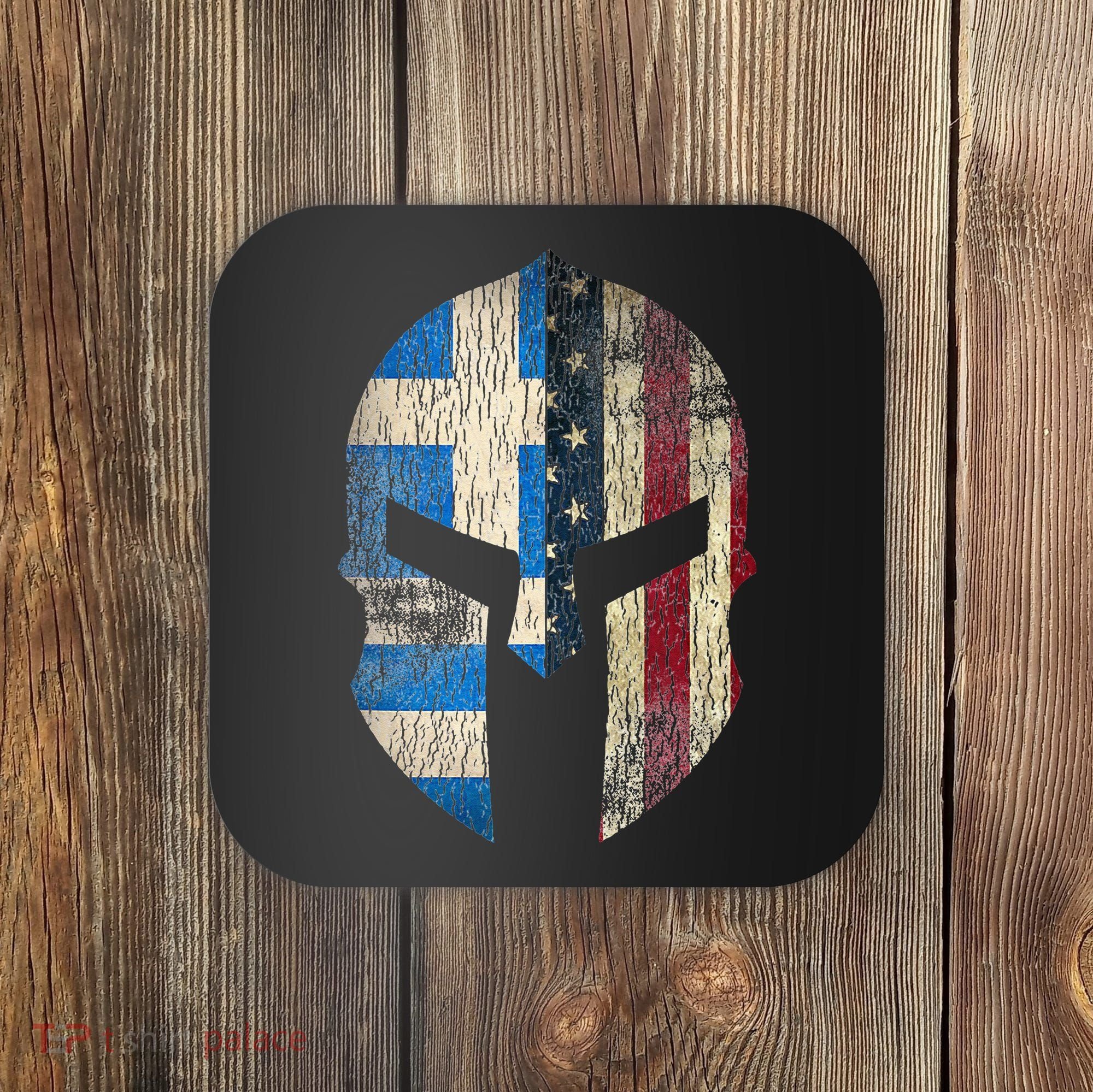 Greek American Pride Greece Spartan Helmet Coaster
