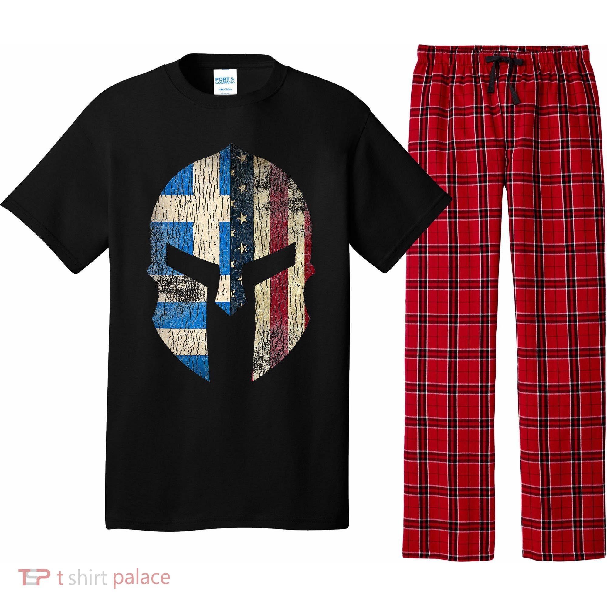 Greek American Pride Greece Spartan Helmet Pajama Set