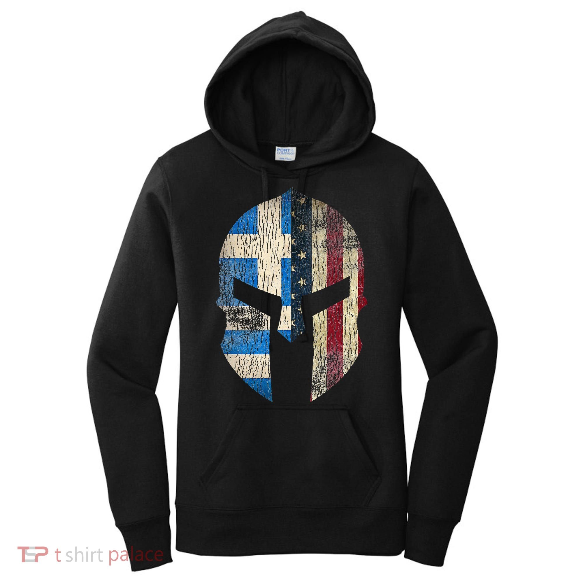 Greek American Pride Greece Spartan Helmet Women's Hoodie
